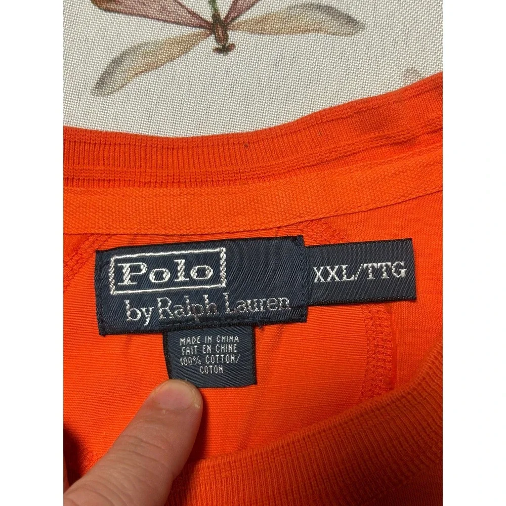 VTG Polo Ralph Lauren Mens 2XL 3 Button Henley Shirt Long Sleeve 100% Cotton 647